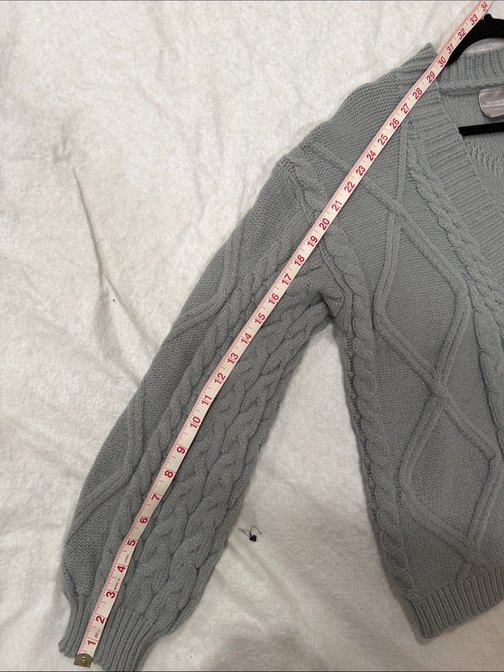 Taylor Swift Official Tortured Poets Society Light Gray Braided Cable Cardigan - Picture 7 of 7